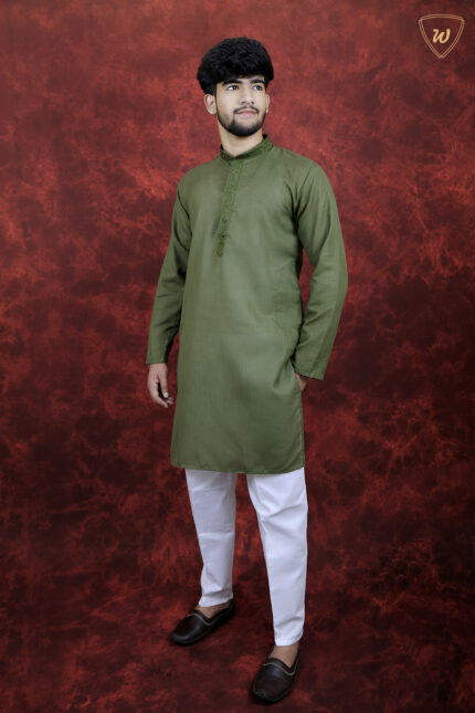 Men’s Ethnic Wear Olive Green Kurta Pajama Set
